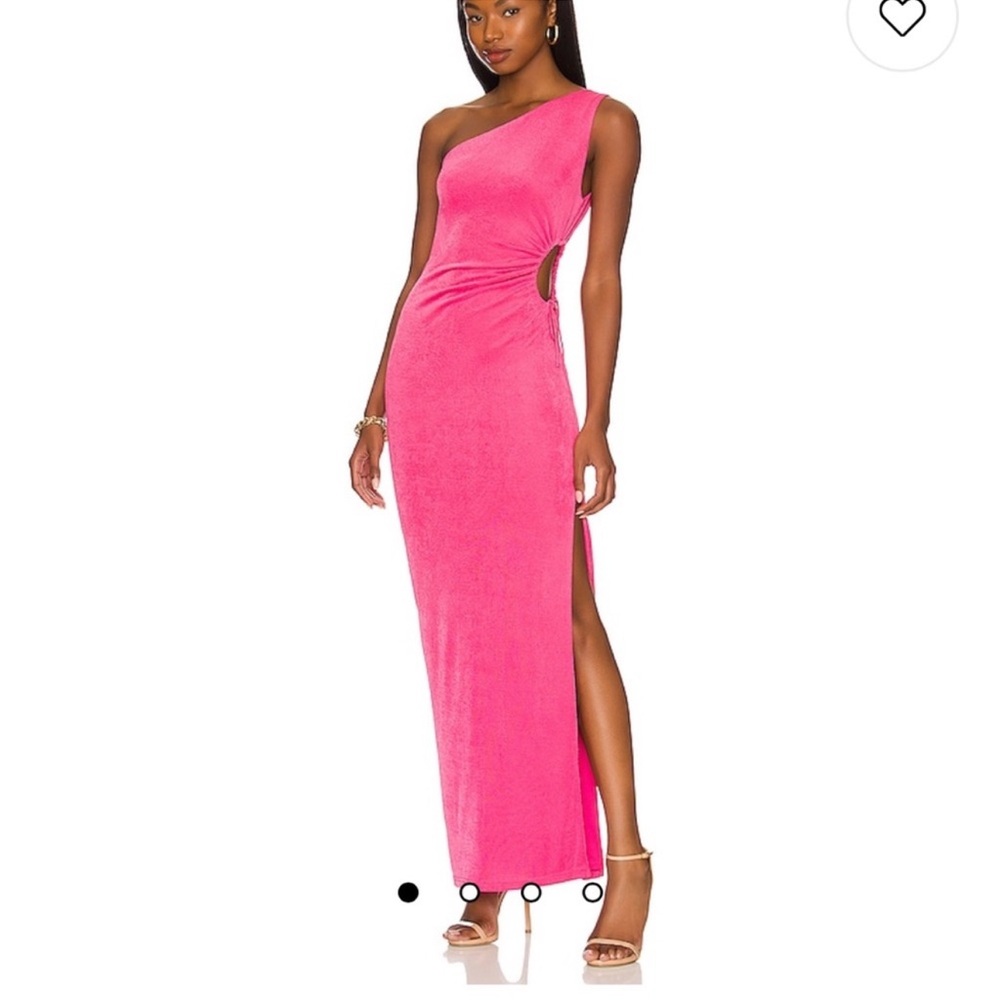 Superdown Pink One-Shoulder Slit Gown